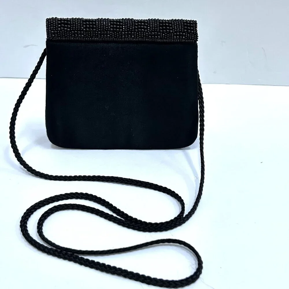 Black Beaded Clutch Purse mini Bag